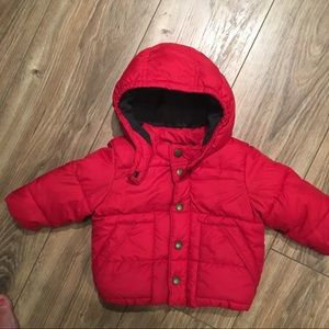 Gap winter coat snow red gray puffy 6-12 mons